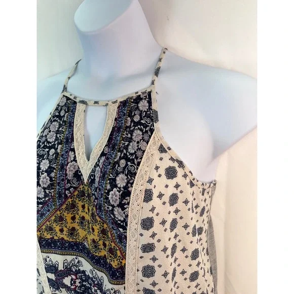 Xhilaration Women's‎ Halter L Top Y2K Floral Peplum Sleeveless Boho Festival VTG - Picture 2 of 13